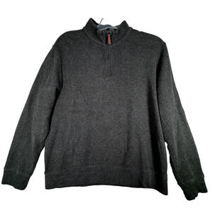 Lands End Sweater Mens Large Gray Quarter Zip Preppy‎ Classic Neutral Minimalist